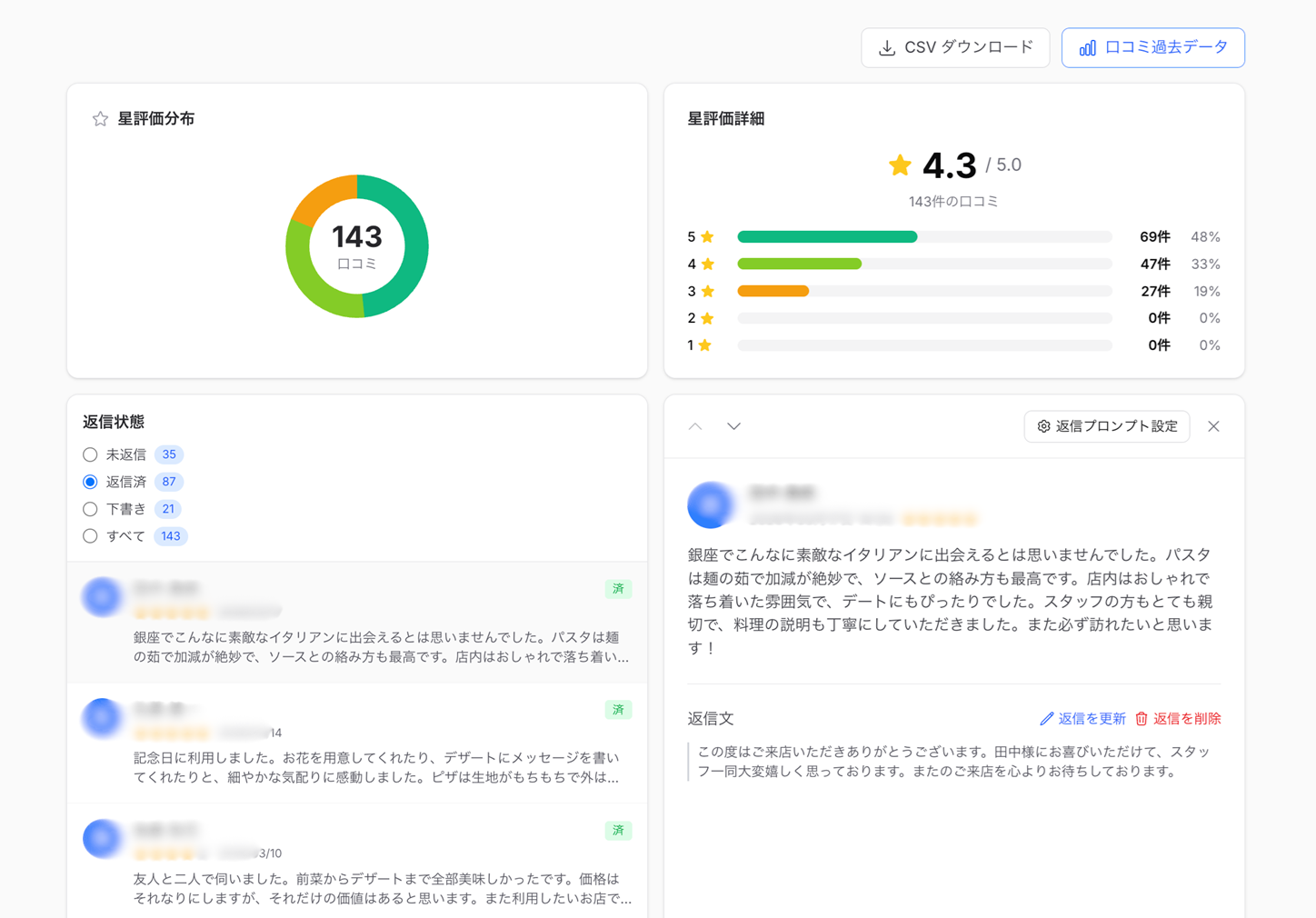 AI口コミ返信機能